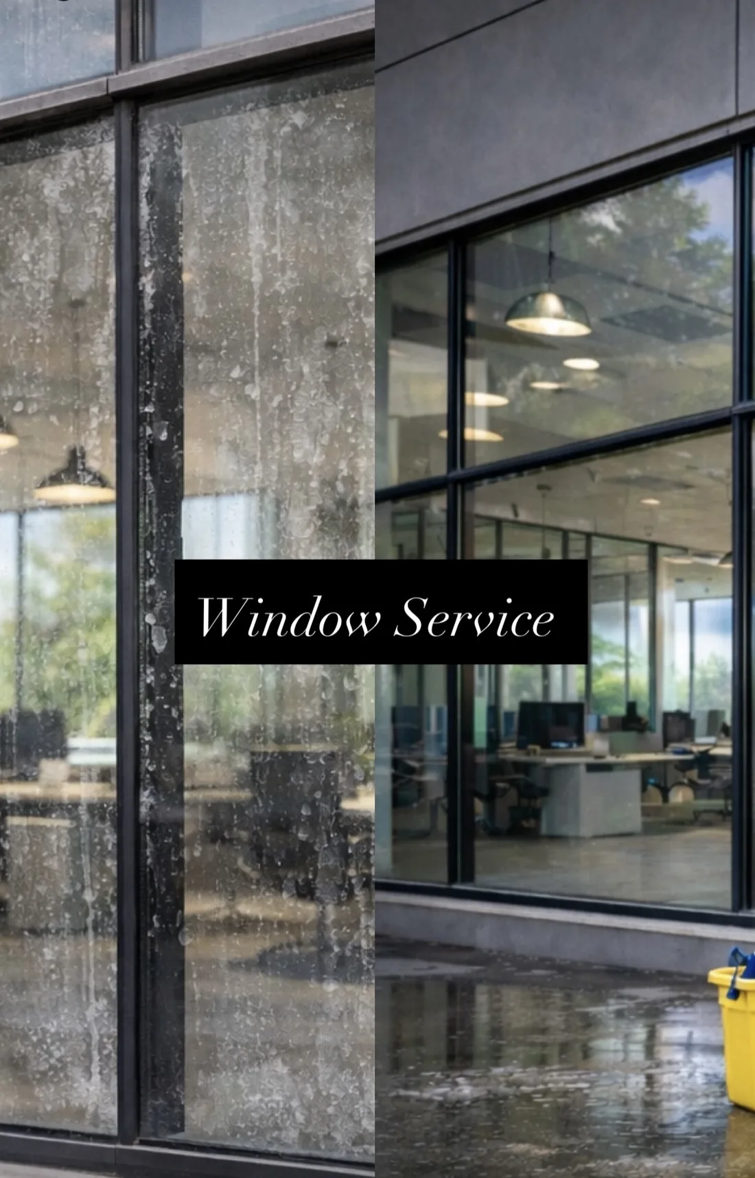 Before and after commercial window cleaning by Cattleman Cleaning